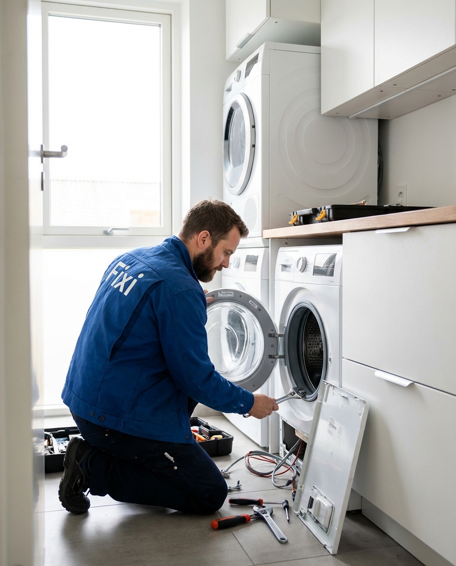 Fixi technician repairing washing machine