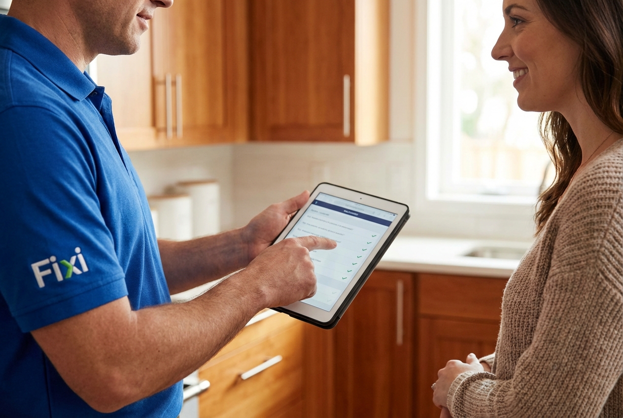 Fixi technician explaining pricing